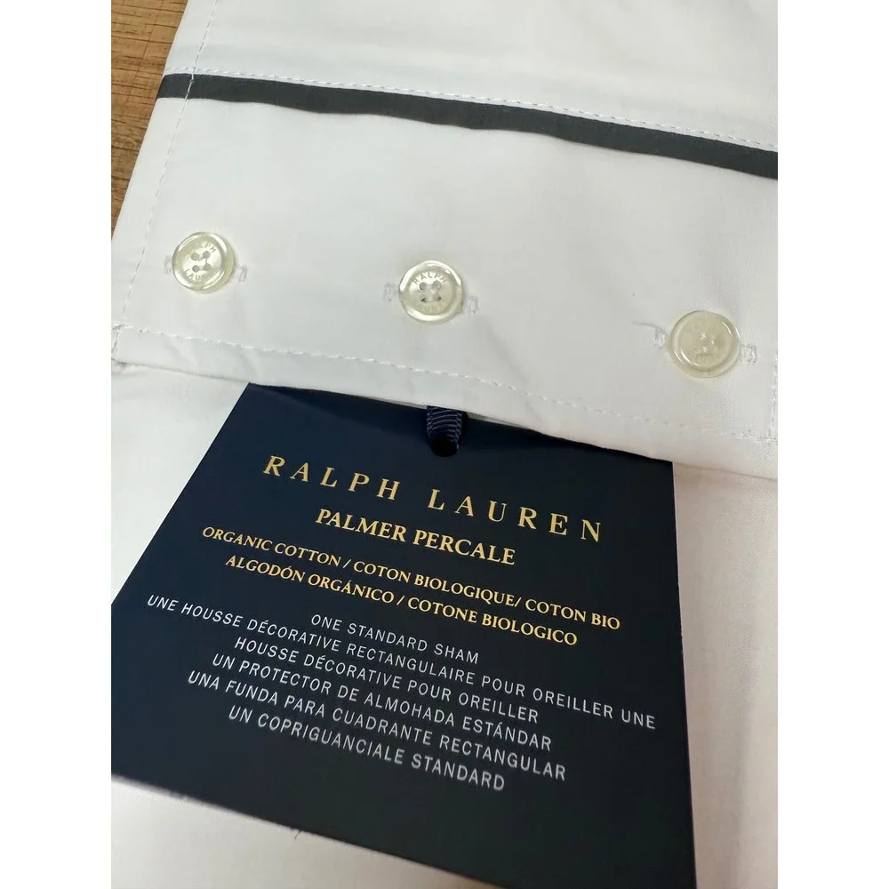 Ralph Lauren Organic Cotton Percale Palmer Sham Loft Gray NEW‎